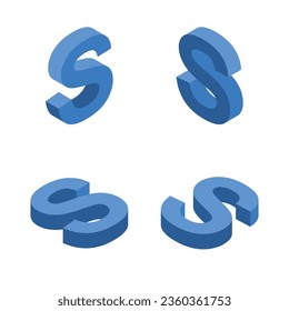 Isometric letter S. Template for creating logos.