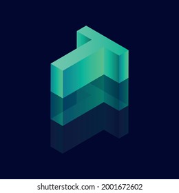 Isometric letter T. Vector illustration with 3D letter T