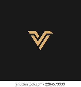 Letra isométrica modelo de diseño de logotipo de línea V logotipo de realidad virtual
