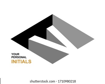 Isometric letter V.  Template for creating logos, emblems, monograms. Black and white . 3D art symbol. Vector