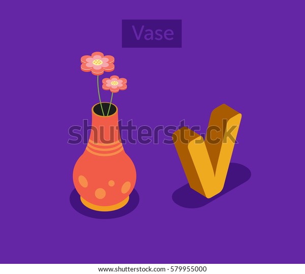 Isometric Letter V Word Vase Stock Vector Royalty Free 579955000