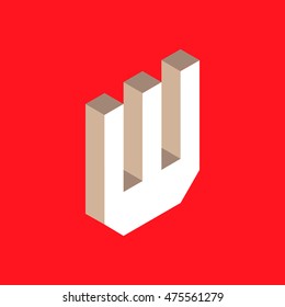 isometric letter w.