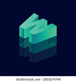 Isometric letter W. Vector illustration with 3D letter W