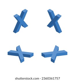 Isometric letter X. Template for creating logos.