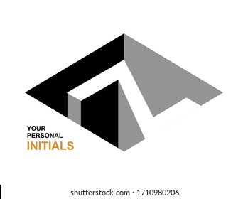Isometric letter Z.  Template for creating logos, emblems, monograms. Black and white . 3D art symbol. Vector