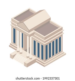 Isometric Library Building Construction Icon