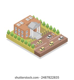 Isometric library building illustrated in vector