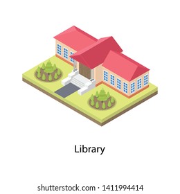 
Isometric Library Building Vector Design 
