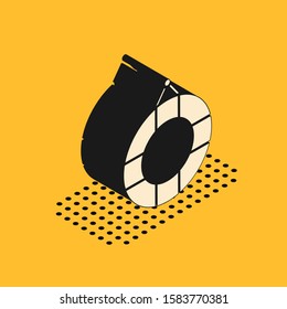 Isometric Lifebuoy icon isolated on yellow background. Lifebelt symbol.  Vector Illustration