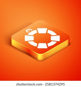 Isometric Lifebuoy icon isolated on orange background. Lifebelt symbol.  Vector