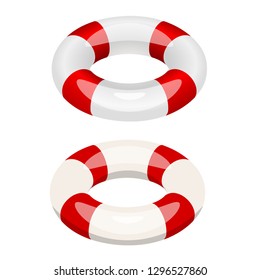 Isometric lifebuoy on a white background. Subject to save life on water. Lifeguard fixtures design element. Vector stock illustration