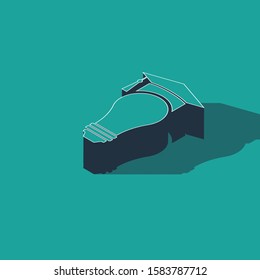 Isometric Light bulb and graduation cap icon isolated on green background. University Education concept.  Vector Illustration