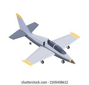 Isometric light training airplane on white background 3d vector illustration