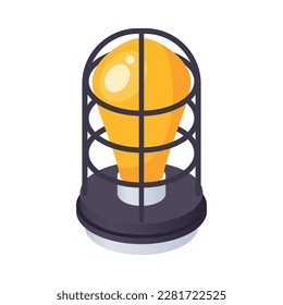 Luz isométrica con bombilla amarilla Icono 3d ilustración vectorial
