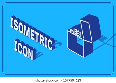 Isometric Lighter icon isolated on blue background.  Vector Illustration