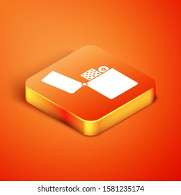 Isometric Lighter icon isolated on orange background.  Vector Illustration