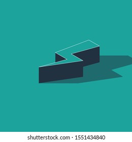 Isometric Lightning bolt icon isolated on green background. Flash icon. Charge flash icon. Thunder bolt. Lighting strike.  Vector Illustration