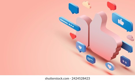 Isometric like symbol with chat bubbles. Social media concept. Vector illustration