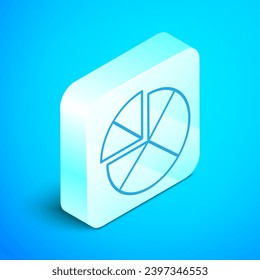 Isometric line Abacus icon isolated on blue background. Traditional counting frame. Education sign. Mathematics school. Silver square button. Vector Illustration