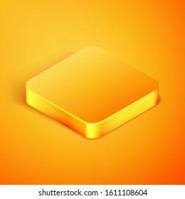 Isometric line Aftershave bottle with atomizer icon isolated on orange background. Cologne spray icon. Male perfume bottle. Orange square button. Vector Illustration