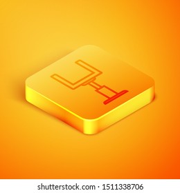 Isometric line American football goal post icon isolated on orange background. Orange square button. Vector Illustration