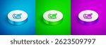 Isometric line Anchor icon isolated on blue, green and purple background. White circle button. Vector