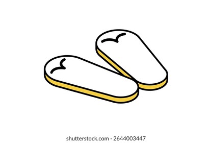 Isometric line art illustration of beach sandals, simple summer footwear icon, Vector Illustration