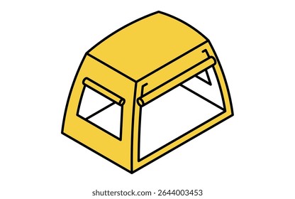 Isometric line art illustration of a camping tent, simple summer outdoor icon, Vector Illustration