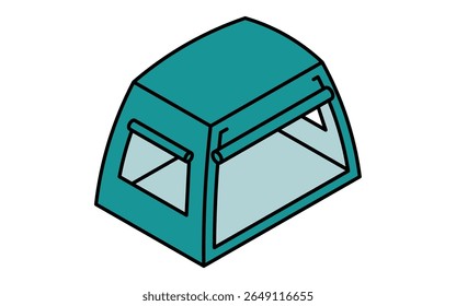 Isometric line art illustration of a camping tent, simple summer outdoor icon, Vector Illustration