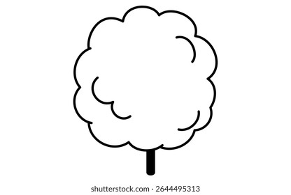 Isometric line art illustration of cotton candy, simple summer festival sweet icon, black and white, Vector Illustration