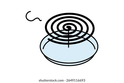 Ilustração de arte de linha isométrica de bobina de mosquito, ícone de estilo de vida de verão simples, Ilustração de vetor