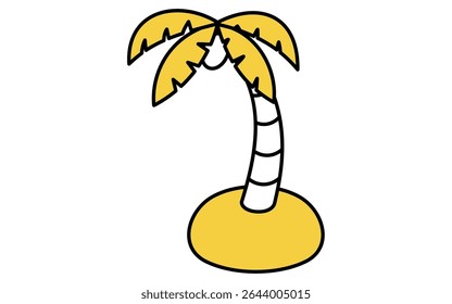 Ilustração de arte de linha isométrica de uma palmeira, ícone de resort tropical de verão simples, Ilustração de vetor