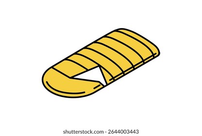 Isometric line art illustration of a sleeping bag, simple summer camping gear icon, Vector Illustration