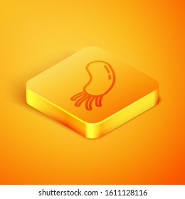 Isometric line Bacteria icon isolated on orange background. Bacteria and germs, microorganism disease causing, cell cancer, microbe, virus, fungi. Orange square button. Vector Illustration