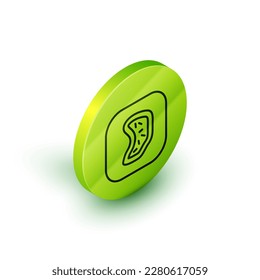 Isometric line Bacteria icon isolated on white background. Bacteria and germs, microorganism disease causing, cell cancer, microbe, virus, fungi. Green circle button. Vector