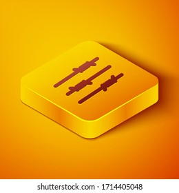 Isometrische Linie Gitterdraht Symbol einzeln auf orangefarbenem Hintergrund. Gelber Quadrat-Knopf. Vektorillustration-Illustration