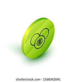 Isometric line Billiard pool snooker 8 ball icon isolated on white background. Billiard eight ball. Green circle button. Vector Illustration