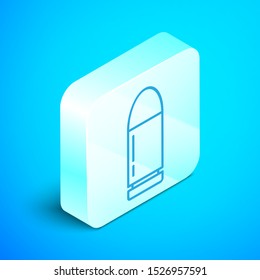 Isometric line Bullet icon isolated on blue background. Silver square button. Vector Illustration