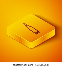Isometric line Bullet icon isolated on orange background. Yellow square button. Vector Illustration