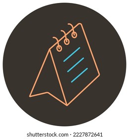 Isometric line calendar two color icon on round background