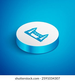 Isometric line Capilano Suspension Bridge in Vancouver, Canada icon isolated on blue background. White circle button. Vector