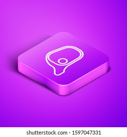 Isometric line Car mirror icon isolated on purple background. Purple square button. Vector Illustration