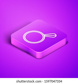 Isometric line Car mirror icon isolated on purple background. Purple square button. Vector Illustration