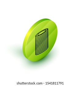 Isometric line Casino chips icon isolated on white background. Casino gambling. Green circle button. Vector Illustration