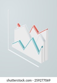 Isometric Line Chart Icon. Vector 3d Graph.