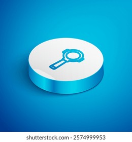 Isometric line Coffee filter holder icon isolated on blue background. White circle button. Vector