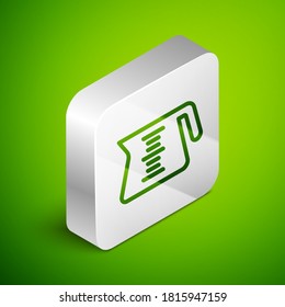 Isometric line Coffee pot icon isolated on green background. Silver square button. Vector.