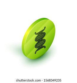 Isometric line DNA symbol icon isolated on white background. Green circle button. Vector Illustration