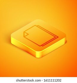 Isometric line Document icon isolated on orange background. File icon. Checklist icon. Business concept. Orange square button. Vector Illustration