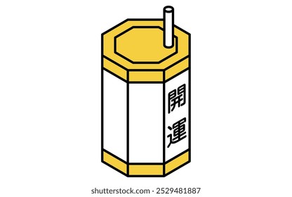 Isometric line drawing icon, drawing a fortune on New Year's Day - Translation: good luck